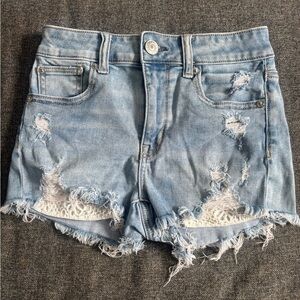 American Eagle Outfitters Ripped Light Blue Jean Shorts